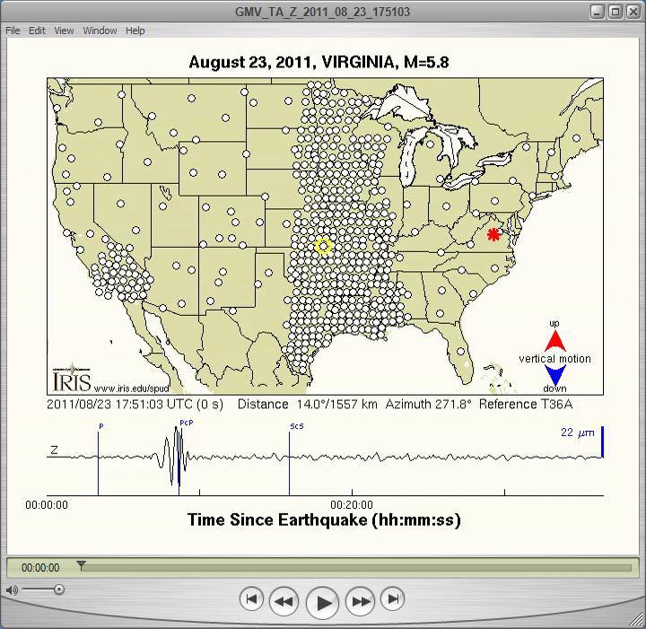 Movie showing seismic waves crossing the US recorded by the USArray.