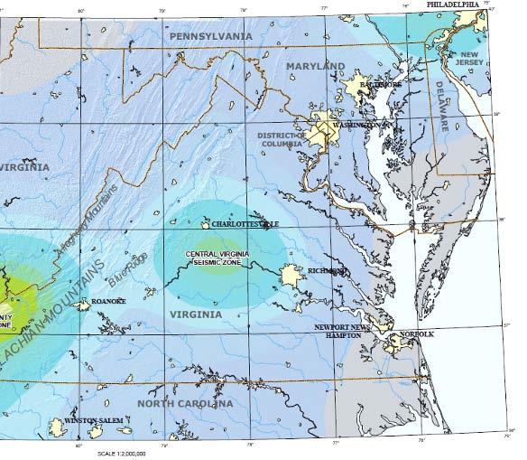 This earthquake occurred as reverse faulting on a northeaststriking plane within a previously recognized seismic zone, the Central Virginia Seismic Zone.