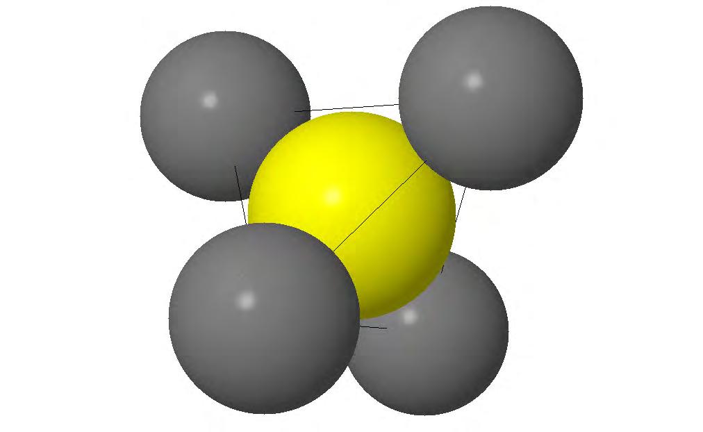 Fig. 12 Non-metal ion (shown in yellow) occupying the tetrahedral hole between four metal ions (shown in grey).