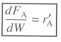 The MB on species A over catalyst weight W produces this equation: The