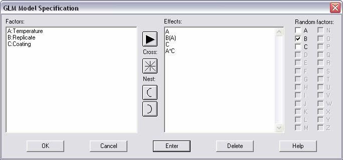 Figure 8: Model Specification Dialog Box for General Linear Models Note the following: 1.