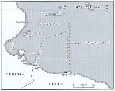 Figure 6 The maritime boundary between Libya and Tunisia Source: Beazley, Peter B.