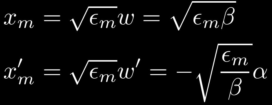 From the equation for w: Comments: Use of the symbol for the betatron function does not result in confusion with relativistic factors such as since the context of use will make clear Relativistic