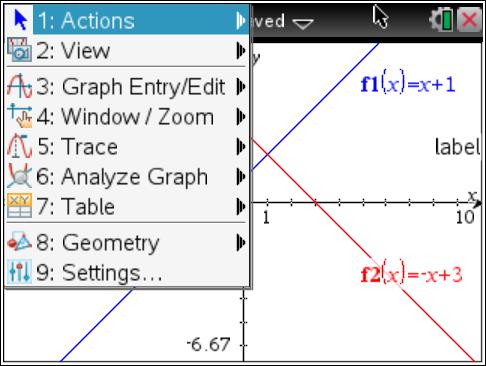 3. Press Menu. 4. Highlight Analyze Graph and Intersection.