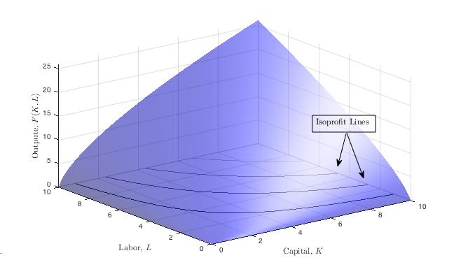 Figue 5: Suface plot of the poduction function F (K, L) = K 4 L. (d) The anses to pat (c) ae not contadictoy.