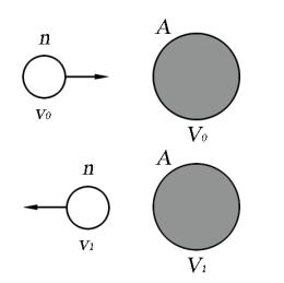 NEUTRON COLLISION WITH NUCLEUS Neutron collision with moderator nucleus (A>1) Speed before collision : neutron : v 0 target nucleus