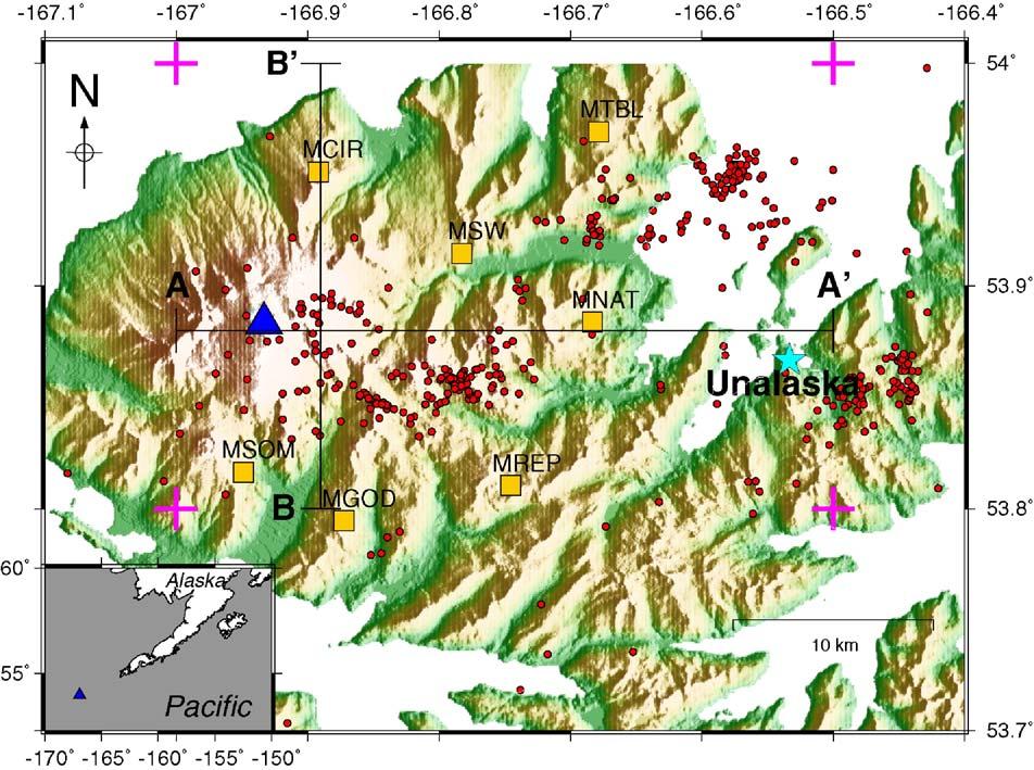 D.L. Bridges, S.S. Gao / Earth and Planetary Science Letters 245 (2006) 408 415 409 Fig. 1. Map of Makushin Volcano and surrounding area. The blue triangle shows the location of Makushin's main vent.