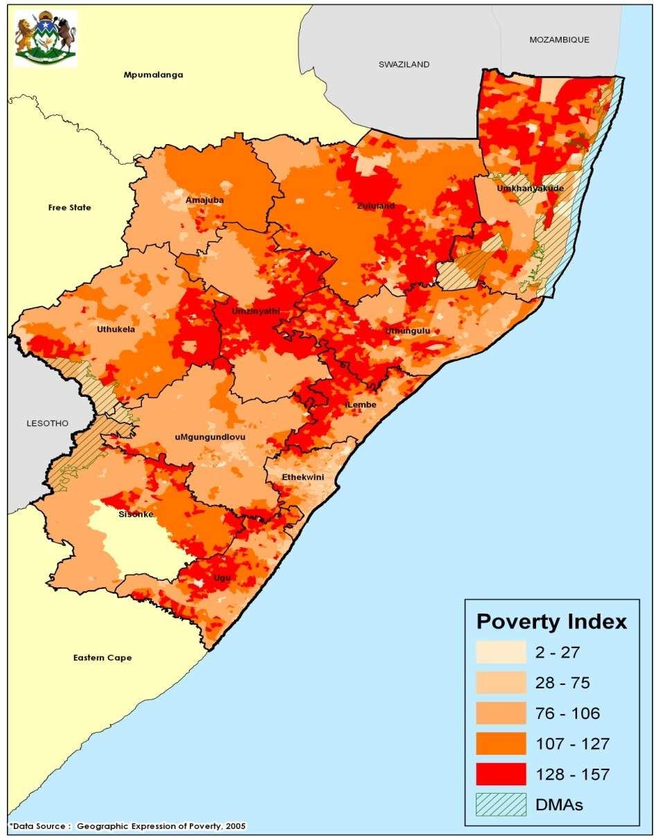 Distribution of poverty Poverty Index > 50% of the 2.