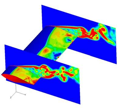 structures both near the airfoil and in the wake which are not present in the 3D RANS computation.