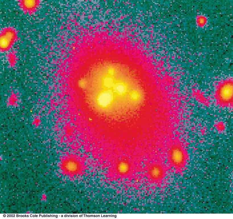 Multiple Nuclei in E Galaxies The giant E galaxies in the cores of large galaxy clusters often have multiple nuclei.