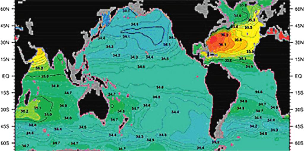 Chapter j 9 Atlantic Basin Major Hurricanes Since 1995 FIGURE 22 Salinity content of the global