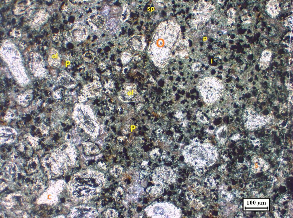 compared to the host kimberlite. All thin sections of KL-3 are shown Fig.IV-6 to Fig.IV-10a). Fig. IV 9: Macrocrystal textutre in pipe KL-3.