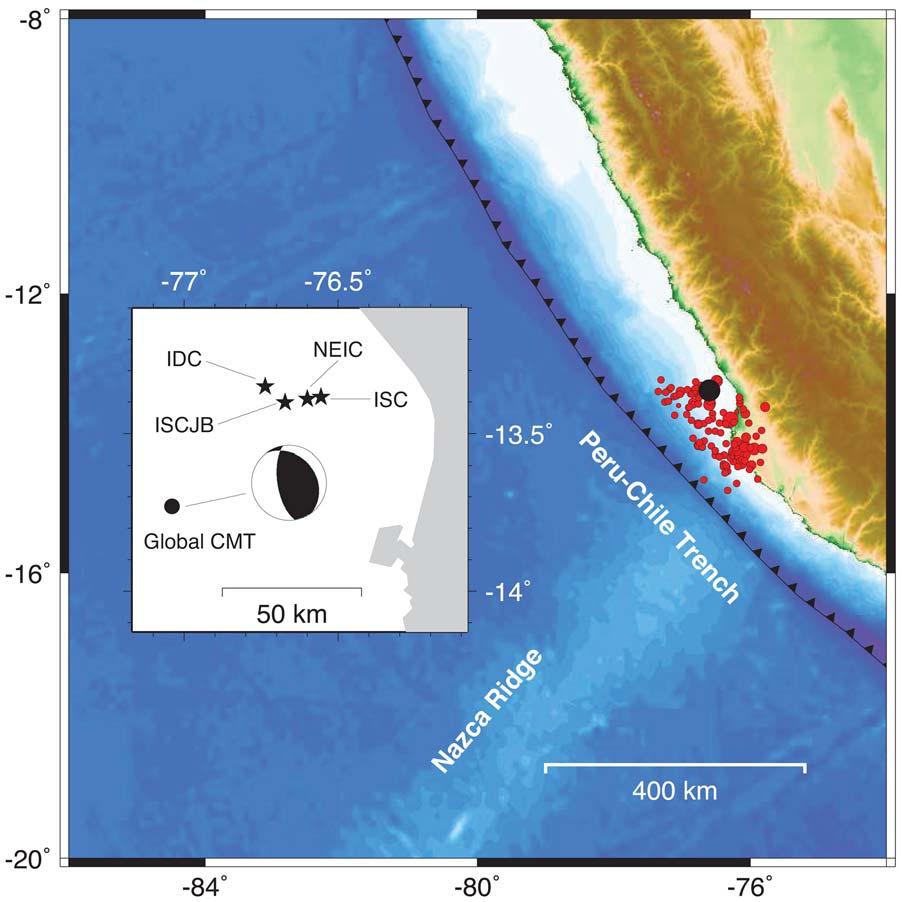 Figure 1. Tectonic setting of the 2007 M w 8.0 Pisco earthquake.