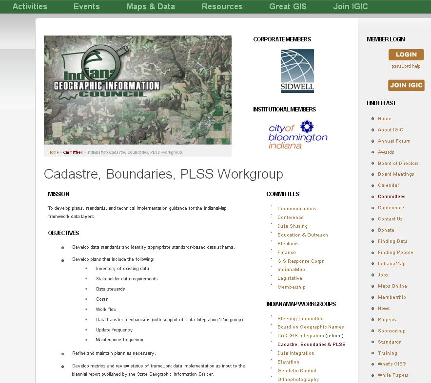 Boundaries, Cadastral and PLSS Workgroup http://www.igic.org/committees/cadboundplss.