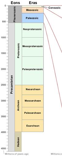 Geological time Scale (largest to smallest) Super-eon Eon Era* - 4 Period* -11 Epoch - Current Age - Current FOUR Eras PRE-CAMBRIAN 88% of earth s history Paleozoic