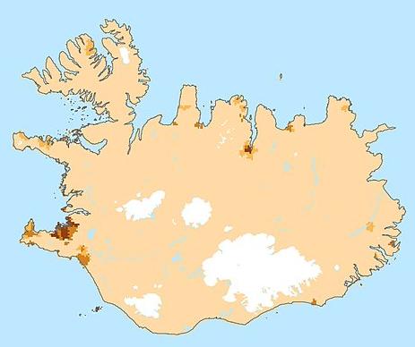 Iceland - Population density Reykjavik Eyjafjallajökull 100km TASK: a - Describe the