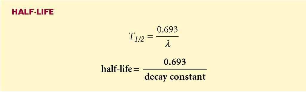 Subatomic Physics Section 2 Half-Life Half life is the time required for half of the nuclei to decay.