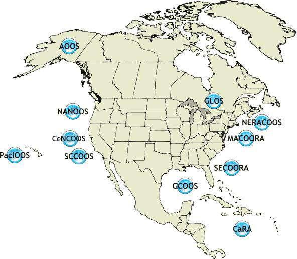 The Integrated Ocean Observing System (IOOS): Our Eyes on the Oceans, Coasts, and Great Lakes 11 Regional Associations (RAs) support local observing systems/products/models Data management protocols