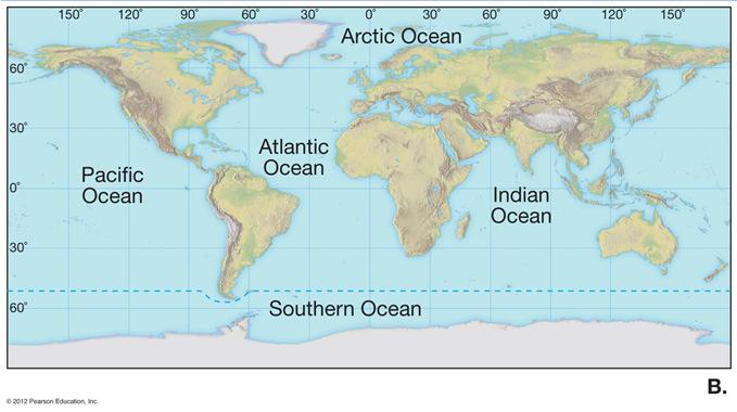~13000 ft) Atlantic Ocean about half the size of the Pacific and not quite as deep (narrow) Indian
