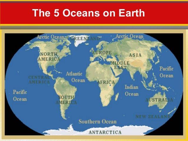 In order of size, they are the Pacific Ocean, Atlantic Ocean, Indian Ocean, Southern Ocean, and Arctic Ocean. dissolved salts.