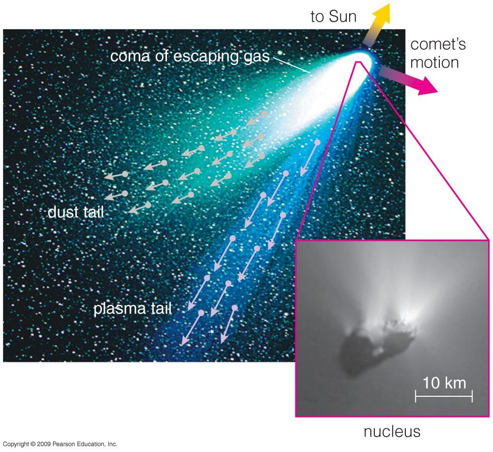 Anatomy of a Comet Coma is atmosphere that comes from heated nucleus.