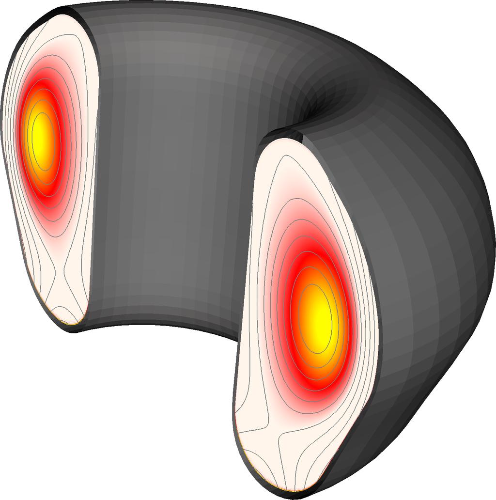 Figure 2 ITER-like X-point plasma before (left) and during (middle) a VDE with an axisymmetric wall.