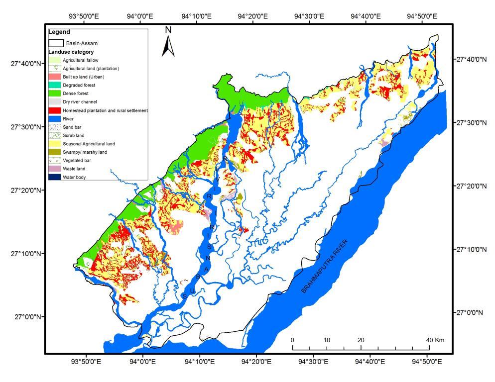 Figure 9: Land use categories covered by the flood risk Zone 3 Table 4: Areas covered by different land use categories of Zone 3 Landuse category Area in sq.km. Agricultural fallow 14.