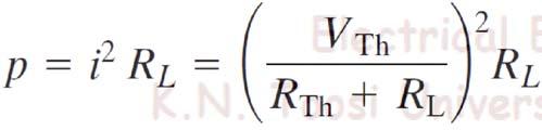 o Derivation of R L requires expressing power dissipated in R L as a function