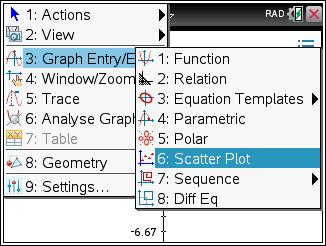 3 Graphing the Data Insert a Graph application and change the Graph Entry type to a Scatter