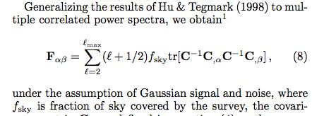 Hu 1999 l+1/2 sums over m-modes f sky scales the covariance with the survey