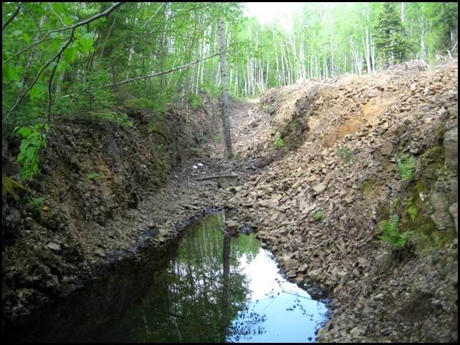 Potential Disturbance Pits are shallow holes while trenches are generally longer, linear and of variable depth. Rock and soil removed from the trench or pit is stored on site.