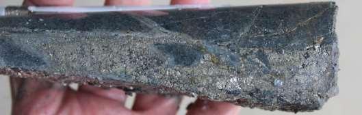 Beneath the low-angle structure there is weakly porphyritic microdiorite and porphyritic dacite.