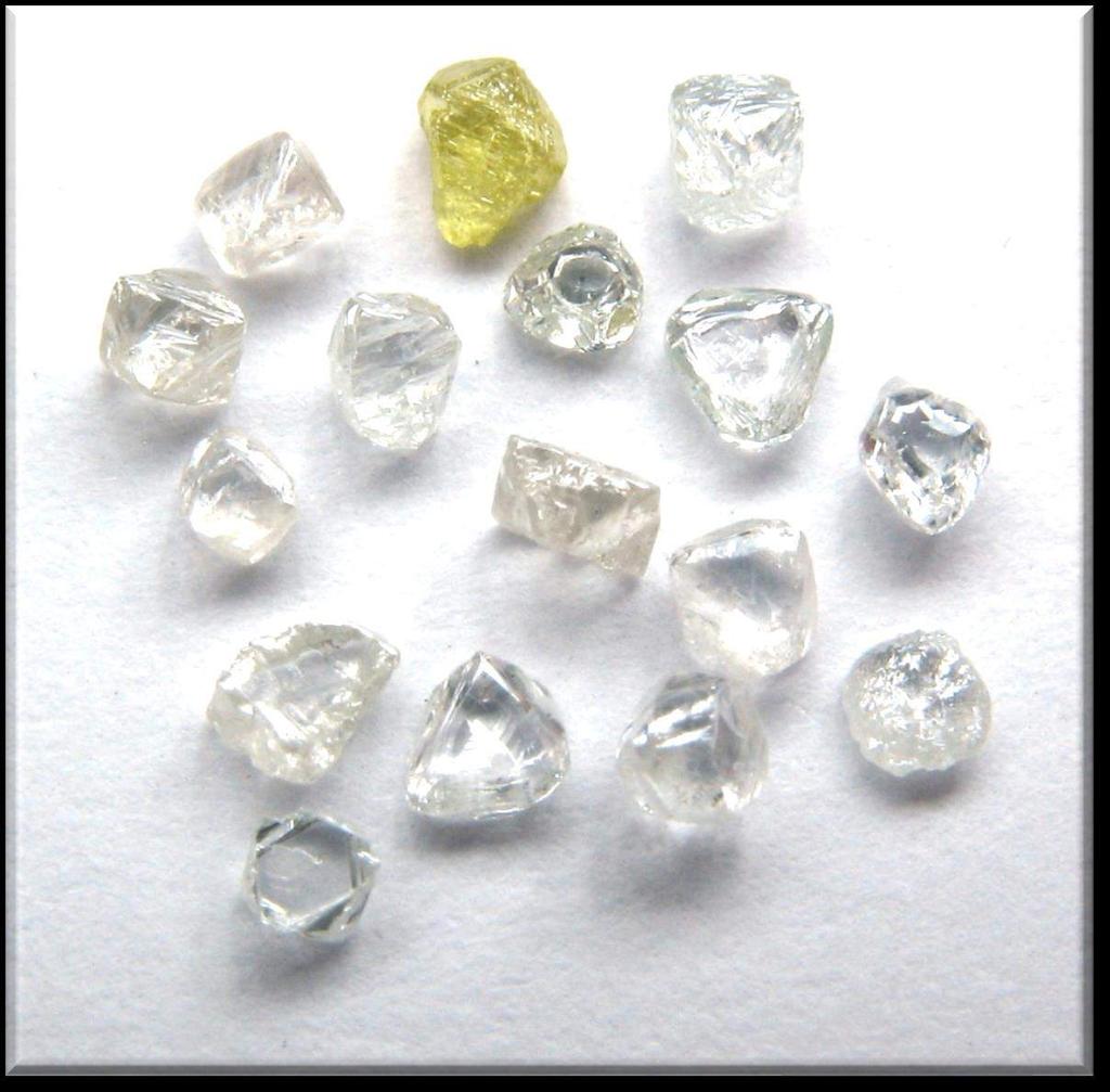 Attractive Diamond Population 16 stones (+1.18 mm) from DVI 2015 PST kimberlite sample (2.