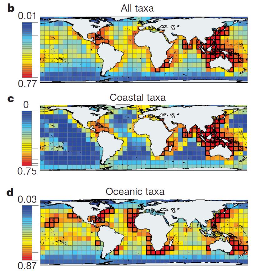 Normalized richness Global ocean species richness