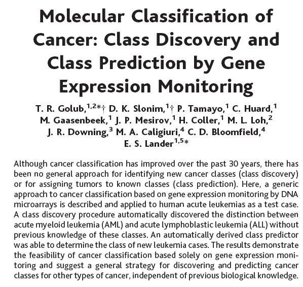 Classification of cancer types Microarrays are also used to