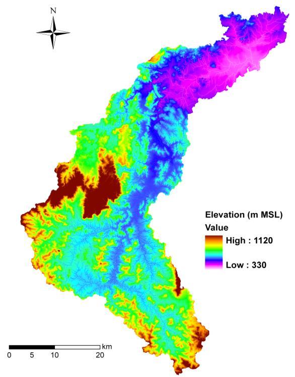 Area below Elevation (%) Extraction of Watershed Characteristics using GIS and Digital Elevation Model Figure 2. Digital Elevation Model of the Study Area Figure 3.