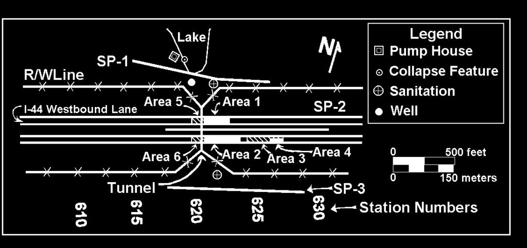 Figure 3: GPR study areas 1-6 (Figure 4). Figure 4: Enlarged map of study area, showing locations of GPR areas 1 6 (Figure 3).