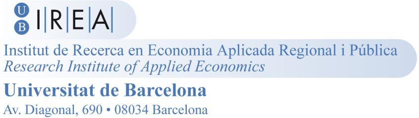 4 WEBSITE: www.ub.edu/irea/ CONTACT: irea@ub.edu The Research Institute of Applied Economics IREA in Barcelona was founded in 25, as a research institute in applied economics.
