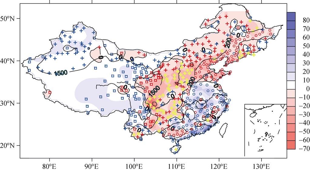 NO. 1 YANG ET AL.: ANALYSIS OF THE RELATIONSHIP BETWEEN PVT AND ALTITUDE IN CHINA 43 bution of the annual precipitation tendency rates of 526 stations with altitudes ranging from 0 m to 5000 m.