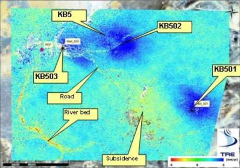 Remote Sensing Technology - InSAR Ground deformation monitoring using radar imaging by satellite.