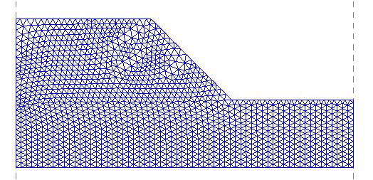 Figure 3: Mesh geometry of the model slope without water considered in the present study Figure 4: Mesh geometry of the model slope with water considered in the present study 5.