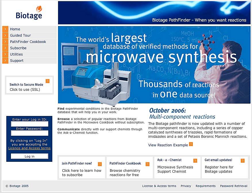 Pathfinder MW Reaction Database Biotage Pathfinder Web is the world s largest online database of established methods for microwave synthesis.