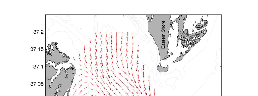 Bay Mouth transect in all seasons (e.g. the winter season displayed in Figure 13). Figure 14. Winds in the lower Bay. Figure 12.