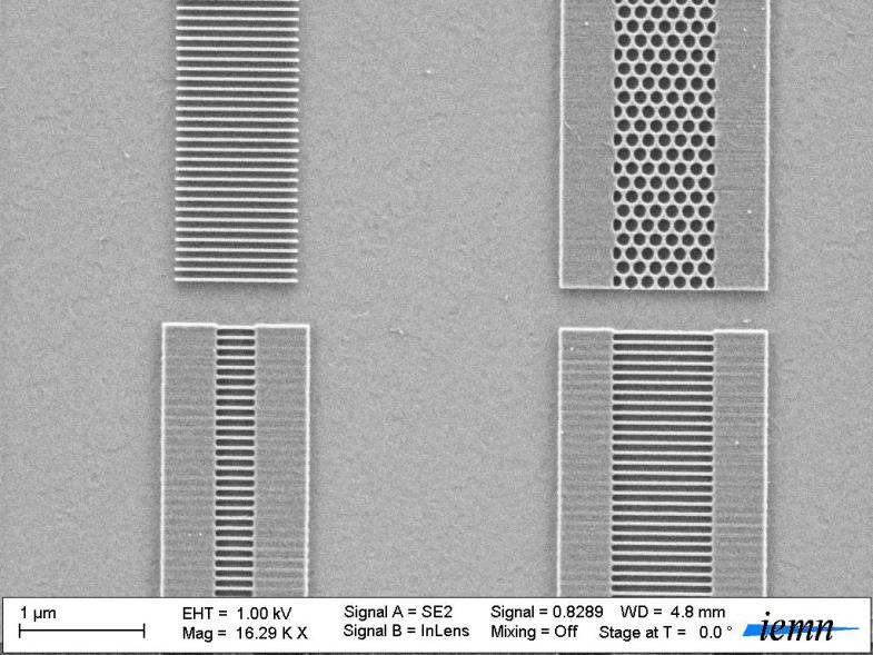 WP4 HF electronics 24 Nanostructuration of GFET channel (graphene nanoribbonds) SEM image of