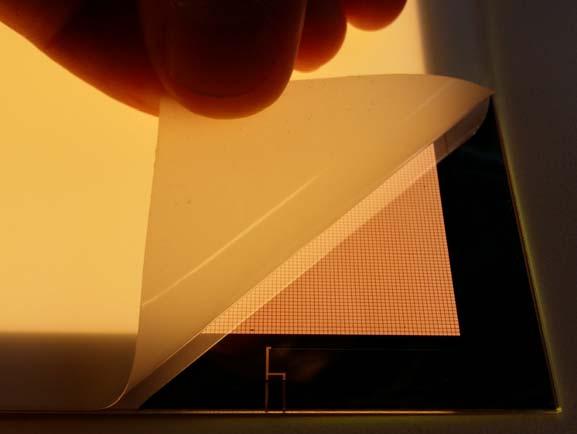 OLED R&D Challenges Scatter foil improves brightness but changes color & angular dependence 10 cm x 30 cm OLED by LG Chem