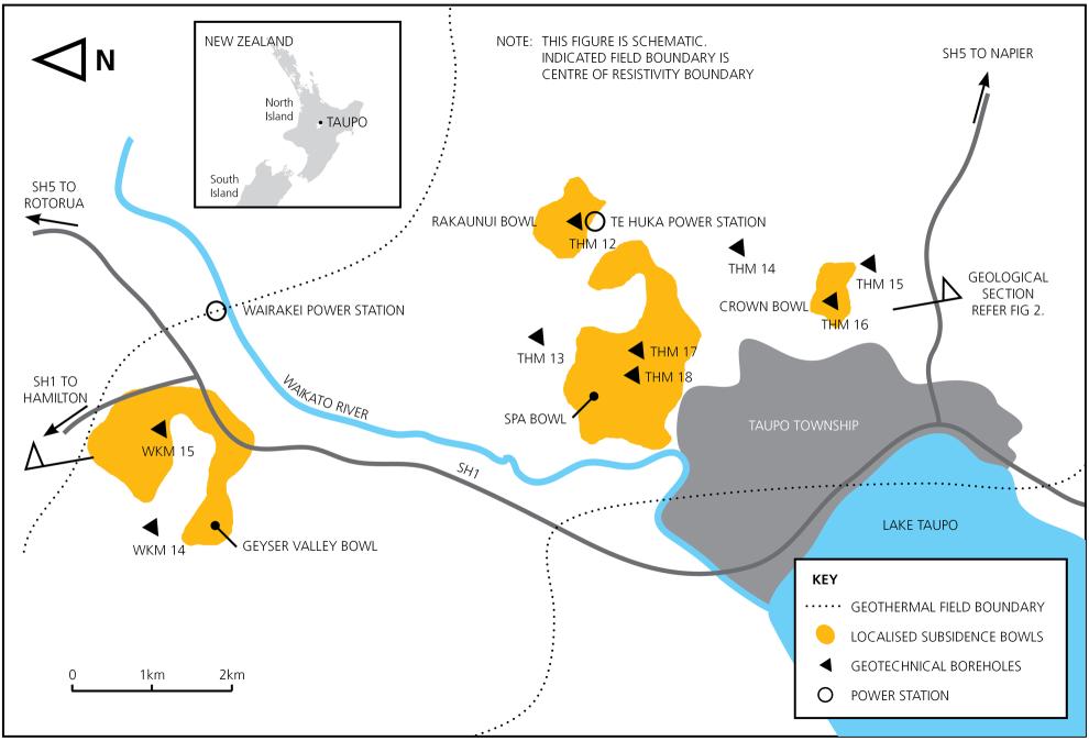Figure 1: Schematic Location of Wairakei and Tauhara Geothermal Fields 1.