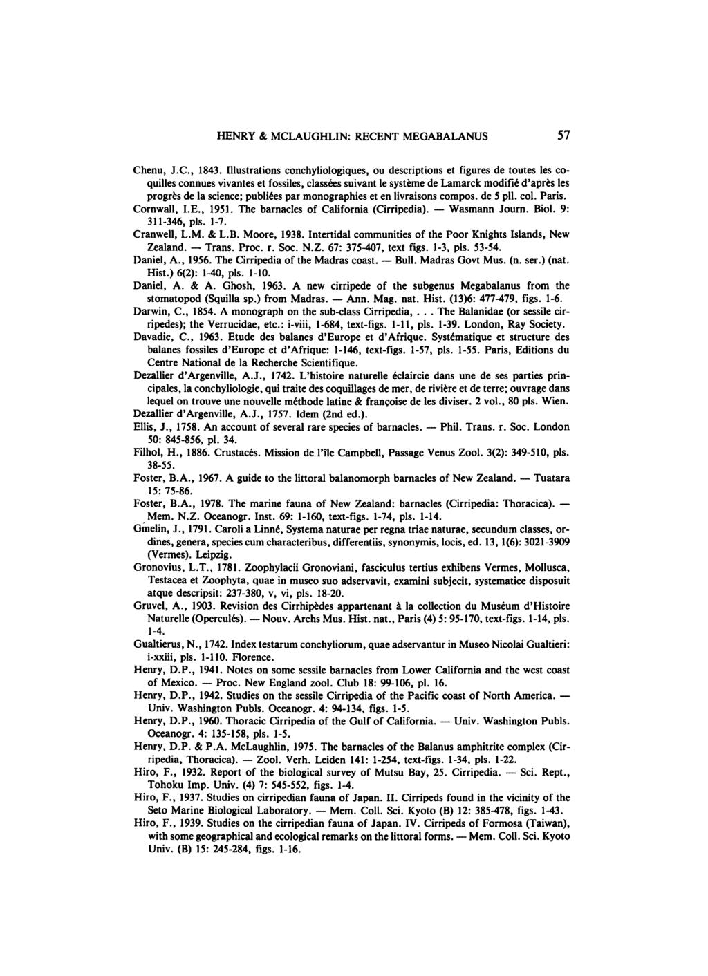 HENRY & MCLAUGHLIN: RECENT MEGABALANUS 57 Chenu, J.C., 1843.