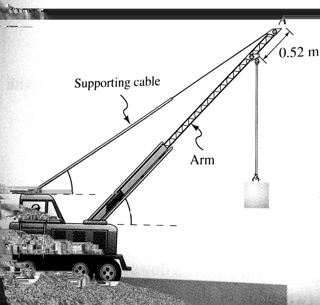 PHYS 185 Second Exam, Page 4 of 6 December 4, 2012 7. (15 points) A massive crane (assume it is fixed to the Earth) is lifting a mass of 7600 kg.