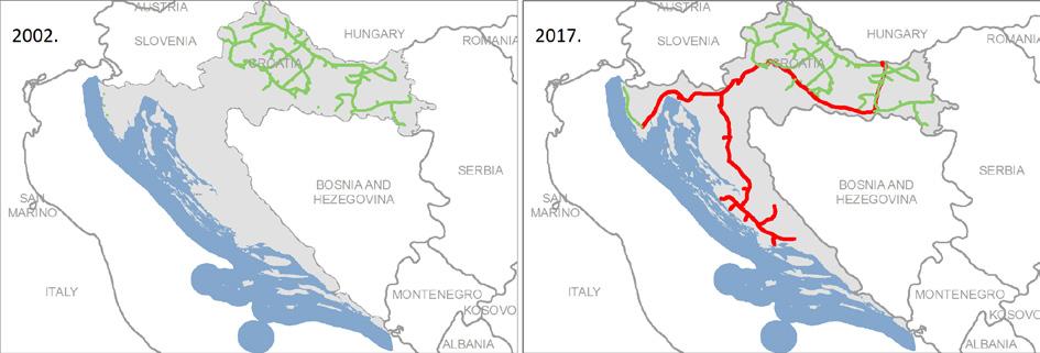 REPORTS Figure 1: Development, Construction and Modernisation of the Gas Transmission System in the Republic of Croatia from 2002 to 2017 system as well as attribute data.