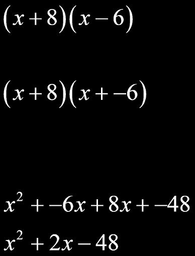 pr 12 11:24 M The FOIL Method can be used to remember how multiply two binomials. To multiply two binomials, find the sum of.